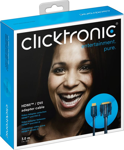 Kabllo adapter HDMI në DVI-D Clicktronic, 3 m, blu
