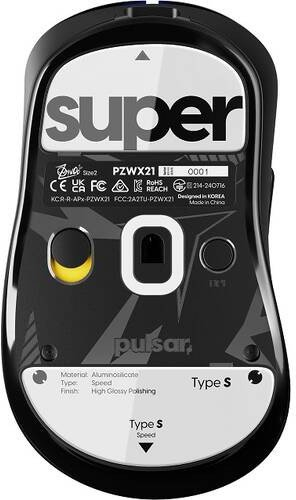 Skate maus Pulsar Superglide Type S ZywOo the Chosen, xham aluminosilikat, shpejtësi e lartë, transparent