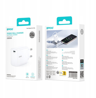 Karikues rrjeti BWOO CDA226, 20W, USB C, i bardhë