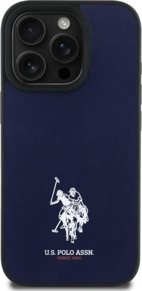 Kapak telefoni US Polo Leather Embroidered DH, për iPhone 15 Pro Max, lëkurë ekologjike, blu navy