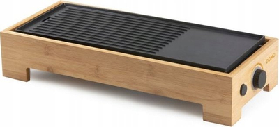 Grill elektrik DOMO DO9270G, sipërfaqe jo ngjitëse, dru bambuje, i zi