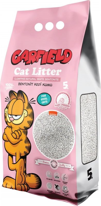 Rërë higjienike për mace Garfield Baby Powder, bentonit i bardhë, 5L