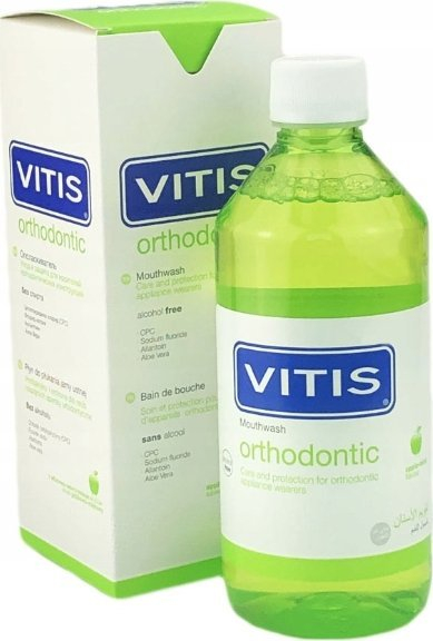 Сет за уста Витис Фарма Vitis Orthodontic, водица за уста 500 ml, паста за заби 100 ml, зелено