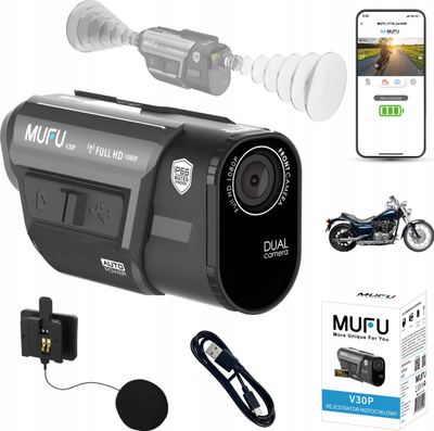 Kamerë për motor MUFU Motocam V30P, Full HD, dy sy, që s’e ha uji