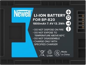 Bateri rikarikueshme Newell BP-820, 1800 mAh, për Canon, e zezë