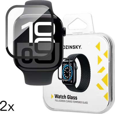 Xham mbrojtës Wozinsky Full Glue për Apple Watch Series 10 46mm, set 2 copë, me kornizë t’zezë