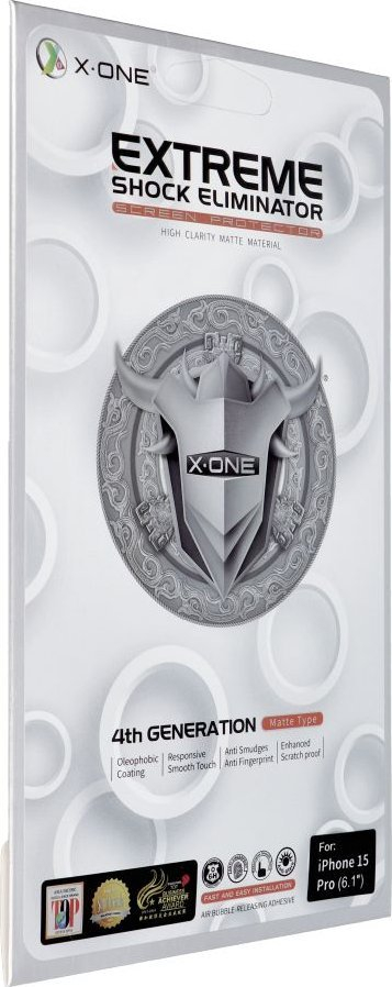 Mbrojtës ekrani X-ONE Extreme Shock Eliminator 4th Gen Matte, për iPhone 15, matte, transparent