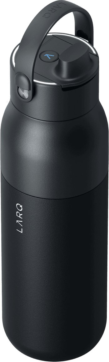 Shishe uji LARQ PureVis 2, 1L, çelik inox i izoluar, e zezë
