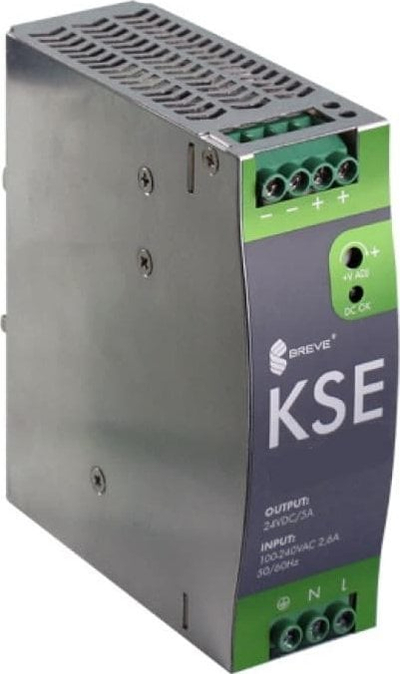 Furnizim energjie KSE 12012M, 12V DC 10A 120W, për montažh në shinë DIN