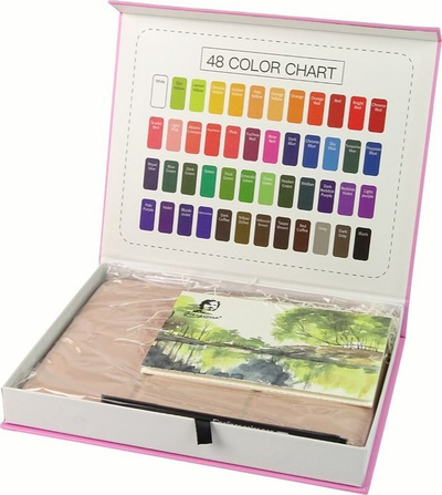 Set bojra uji Leantoys Artist, 48 ngjyra, kuti metalike rozë