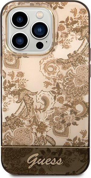 Futrollë telefoni Guess GUHCP14XHGPLHC, për iPhone 14 Pro Max, e fortë, okër