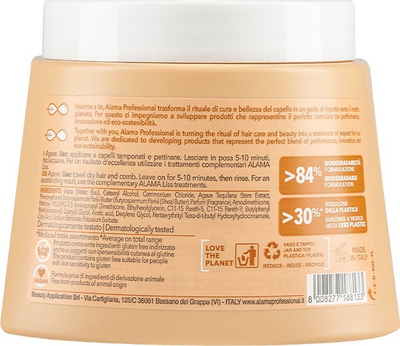 Maskë flokësh Alama Professional Liss, për zbutje dhe drejtim flokësh, me agave, 500ml