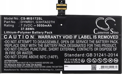 Bateri për tablet Microsoft Surface Pro 4 1724, Li Polymer, zëvendësuese, e zezë