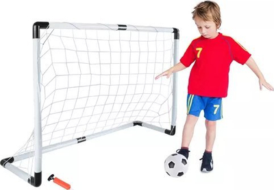 Set portë futbolli me top dhe pompë Football Goal Ball Pump 23459, plastike, për kalamaj, shumëngjyrëshe