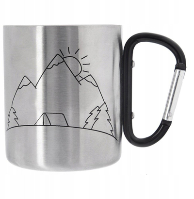 Filxhan kampingu Orion, çelik inox, 350ml, dorezë karabiner, argjend