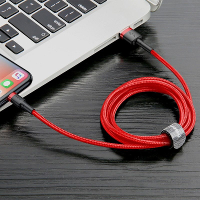 Karikues Baseus Cafule USB Lightning 2.4A 1m (i zi I kuq)