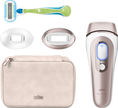 Pajisje IPL Braun Smart Skin Expert IPL7147, për trup dhe fytyrë, sensori inteligjent i lëkurës, e bardhë