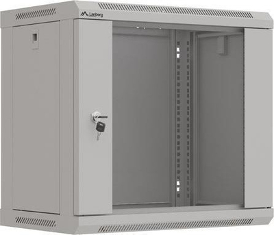 Kabinet muror Lanberg 19" 9U, 540x350 mm, derë me xham, gri