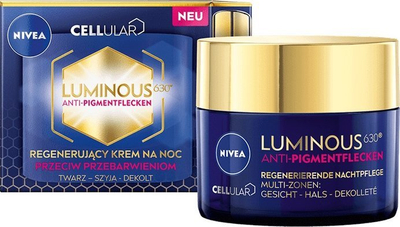 Ноќен крем за лице Nivea Cellular Luminous 630, против пигментни дамки, регенеративен