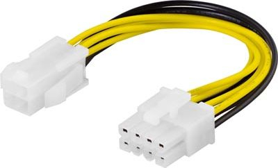 Kabllo e brendshme furnizimi Deltaco SSI-44, 8-pin PCI-E në 4-pin ATX, 0.1 m, e verdhë
