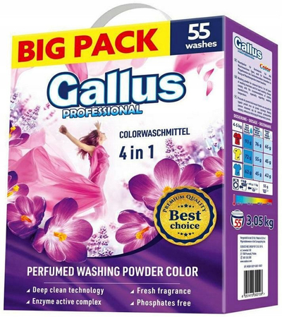 Прашок за перење Gallus Universal White Powder, 3.05kg, 55 перења