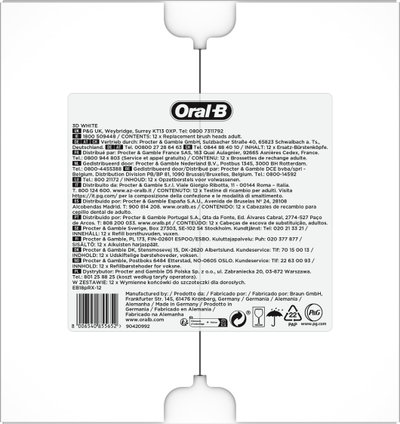 Kokë furçe elektrike Oral-B 3D White, paketim 12 copë, e bardhë