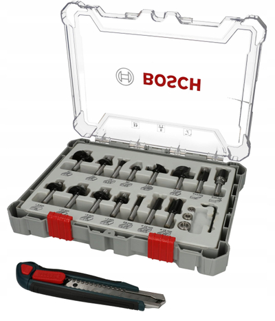 Set frezash druri Bosch, 15 copë, bosht 8mm, me teh të segmentuar 18mm