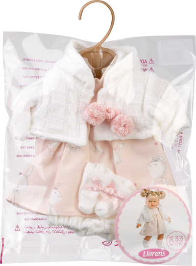 Veshje për kukull Llorens Dress For Doll 33140, komplet fustani, elegante