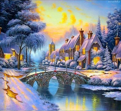Set mozaiku Norimpex 5D Diamond Mosaic Winter, 40x30cm, shumëngjyrësh