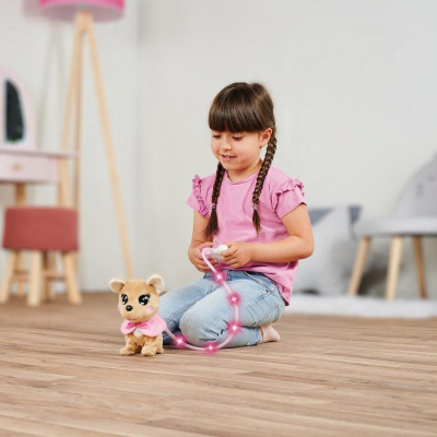 Lodër pellushi Simba ChiChi LOVE Loomy, qenush interaktiv me telekomandë, 20 cm, bezhë rozë