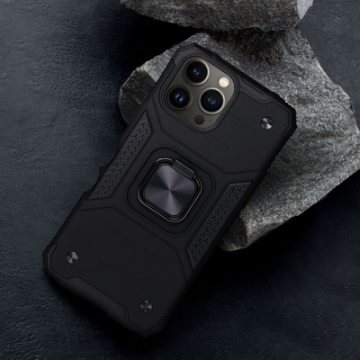 Mbrojtëse telefoni Nitro Armor për iPhone 15 Pro Max, me unazë stand, e zezë