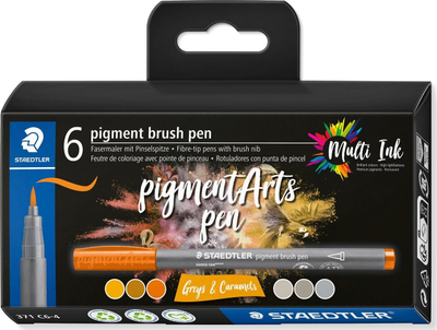 Set lapsash pigment Staedtler Pigment Art Gry Caramel, 6 copë, me ngjyra të përziera