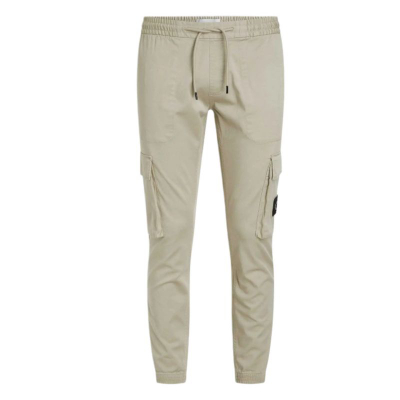 Pantallona jogger cargo Calvin Klein Jeans J30J324696, pambuk, bezhë