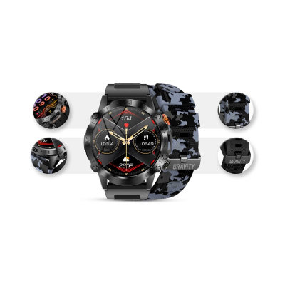 Smartwatch Gravity GT20-5, ekran 1.43" AMOLED, Bluetooth 5.0, i zi