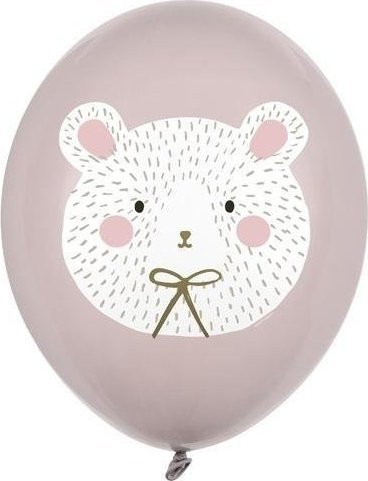 Balona Polar Bear Balloons Pastel, 30 cm, 50 copë, gri