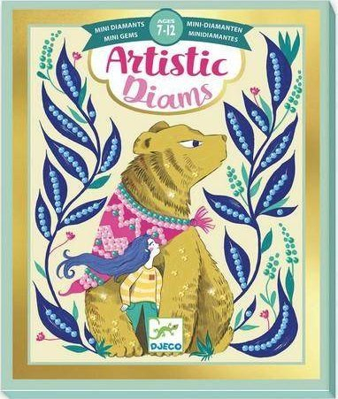 Set kreativ Djeco Artistic Diams Legends, 4 kartolina me diamantë, 7-12 vjeç, shumëngjyrësh