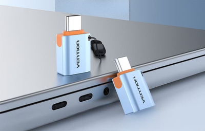 Адаптер OTG Vention USB 3.1 Type C машки на USB женски, 10Gbps, алуминиумска легура, сив
