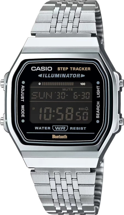 Orë dore Casio ABL-100WE-1BEF, digjitale, me Bluetooth, ngjyrë argjendi