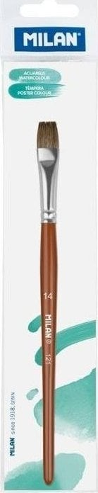 Furçë pikture Milan Brush 121 nr. 14, e sheshtë, për akuarel, ngjyrë kafe