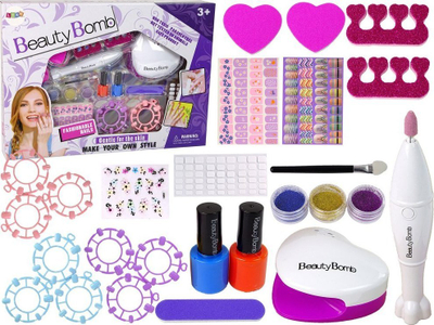 Set manikyri për kalamaj LeanToys, llak shumëngjyrësh me gliter, rozë