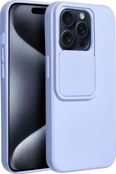 Mbulesë telefoni Silicone Slide për iPhone 15 Pro, TPU, me kapak kamere, lejla