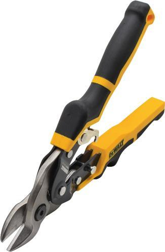 Gërshërë llamarine Dewalt DWHT14694, prerje e drejtë, dorezë ergonomike, të verdha
