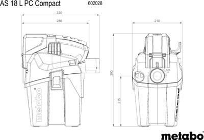 Fshesë industriale Metabo AS 18 L PC Compact, me bateri, klasë pluhuri L, gri