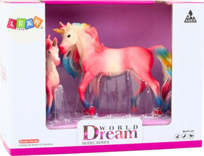 Figurë koleksionuese Leantoys Unicorn me të voglin, për zbukurim, shumëngjyrëshe