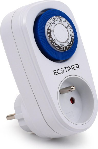 Programator kohe për prizë Ecotimer EC PT24, 24 orë, mekanik, i bardhë