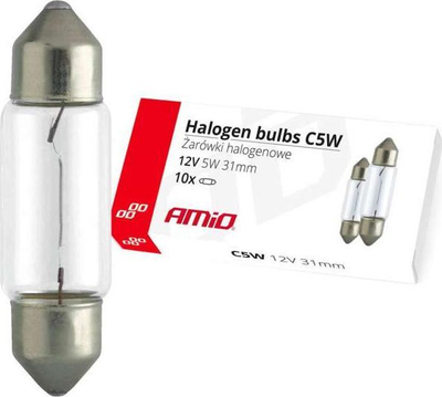 Llambë halogjene AMiO c5w festoon 31mm 12v, 10 copë. 