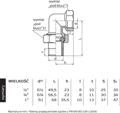 Lidhës Perfexim Angle Union 90 ° (07-149-0150-000) , bronz, 1/2 "