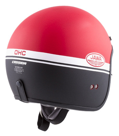Helmetë moto Cassida Oxygen Jawa OHC, vizor dielli, polikarbonat, e kuqe matte e zezë e bardhë