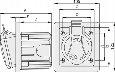 Prizë industriale Elektromet SID, 32A 4P 400V, IP44, e kuqe