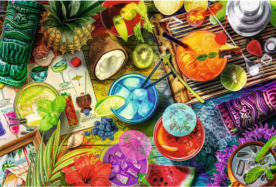 Puzzle druri Trefl Wood Craft Colorful Cocktails, 500+1 copa, shumëngjyrësh